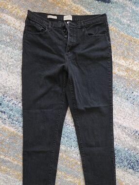 Womens Black High Rise Straight Leg Jeans